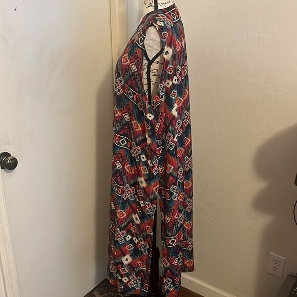 Lularoe Aztec Southwestern Sleeveless Open Style Kimono Boho Festival Modern - Picture 2 of 8